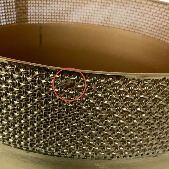 Brushed Gold Metal Waste Basket Or Planter With Woven Textured Top - Picture 7 of 7